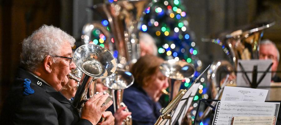 Image of brass band at Christmas Carols 2023