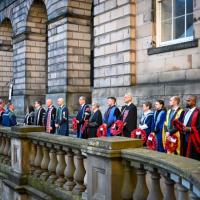 Wreath Bearers line up at the War Memorial in Old College